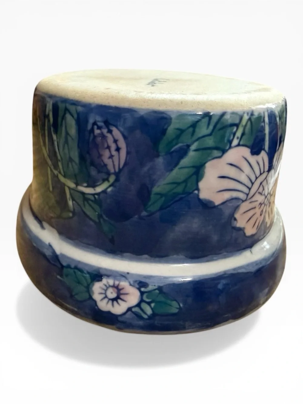 Vintage Ben Rickert Ceramic Oval Floral Nesting Duck Lidded Dish Trinket